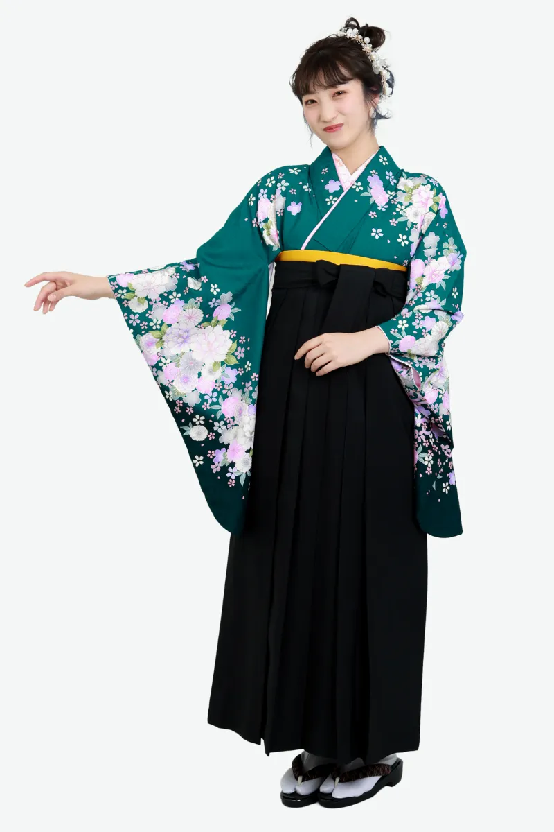 【卒業式袴宅配ネットレンタル/コーデ/古典/通販レンタル】かわいいガーリー(オシャレ)　白/ピンク/紺　AA9279_KUR003