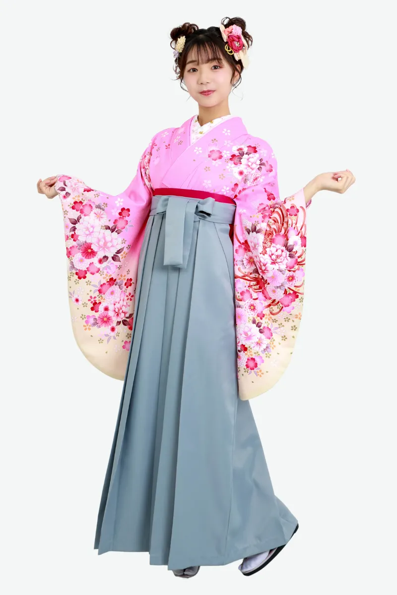 【卒業式袴宅配ネットレンタル/コーデ/古典/通販レンタル】レトロモダン矢絣かわいい個性的（オシャレ)　赤/黒　 CCC579_KUR003